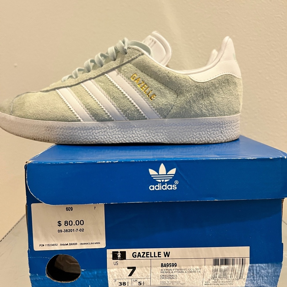 Adidas Gazelle W Mint and White Shoes